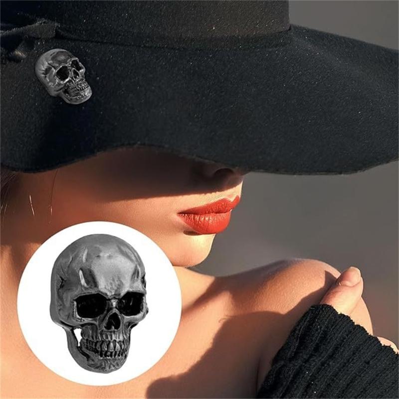 3D Skeleton Pins Metal Skull Rivet Screw Leather Craft Tool Skull Head Button Screws with Drilling Tool For Crafting