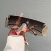 Rimless Y2k Sunglasses Women Fashion Monoblock Gradient Shades  New Trendy Luxury Brand Design Decor Sun Glasses