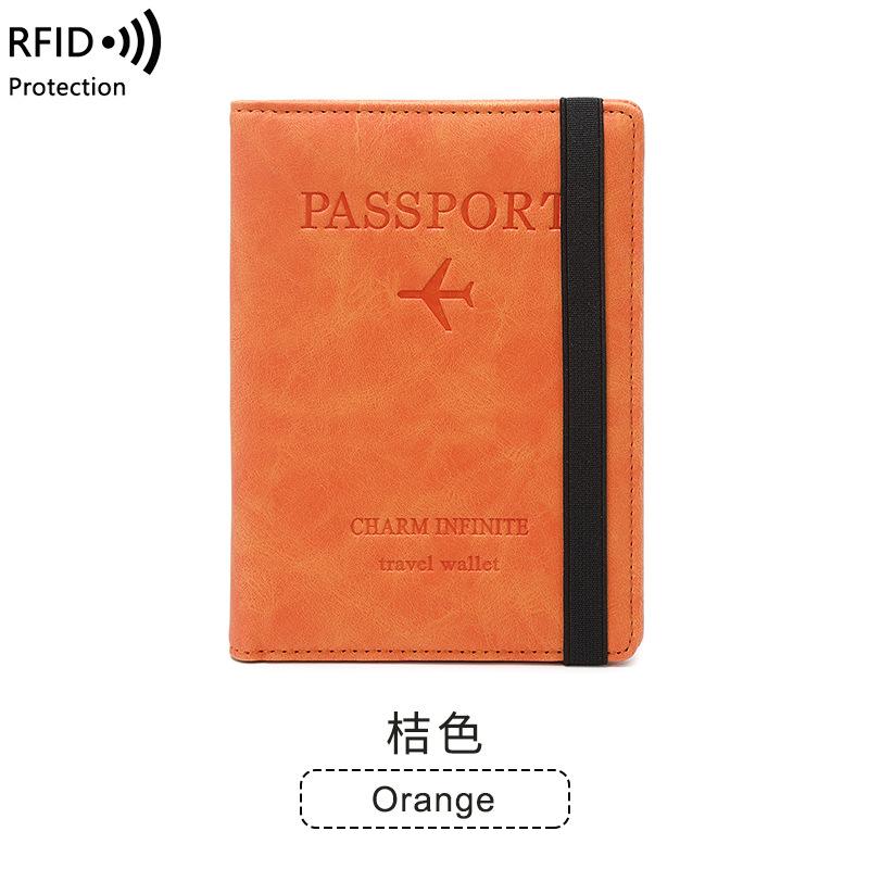 

Anti-theft brush passport bag Skin feeling passport protective cover Ticket document bag Multifunctional travel passport holder помаранчевий