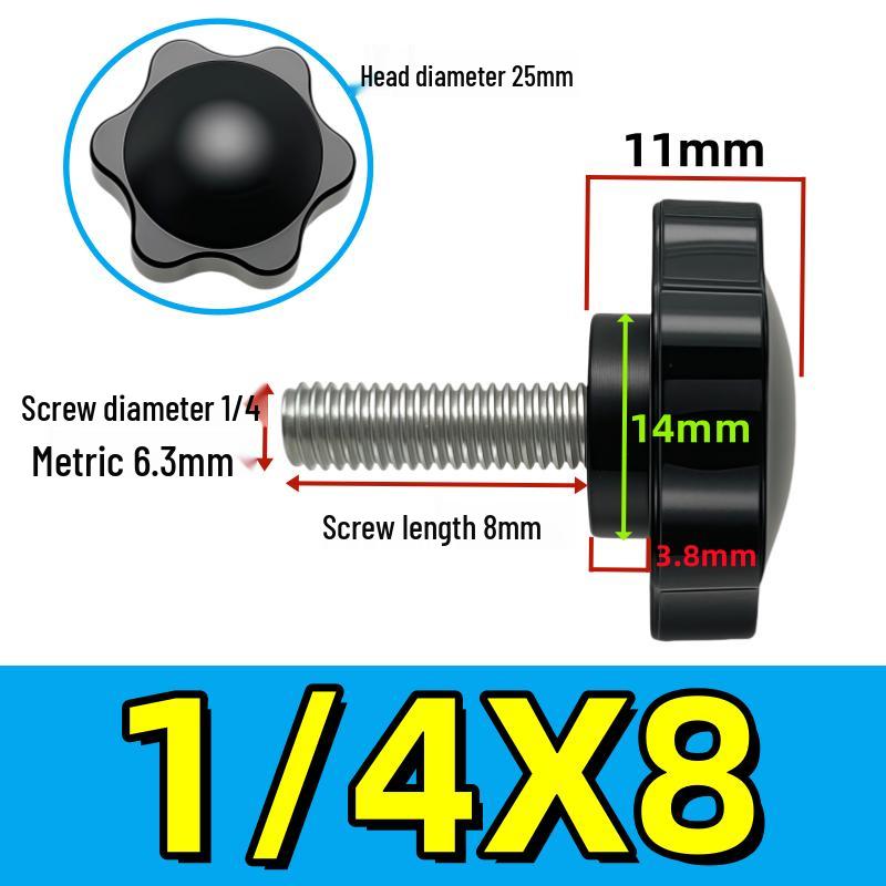 

1/4 Imperial Rubber Hand-Tightened Six-Star Knob - T-Handle Plastic-Coated Adjustable Bolt