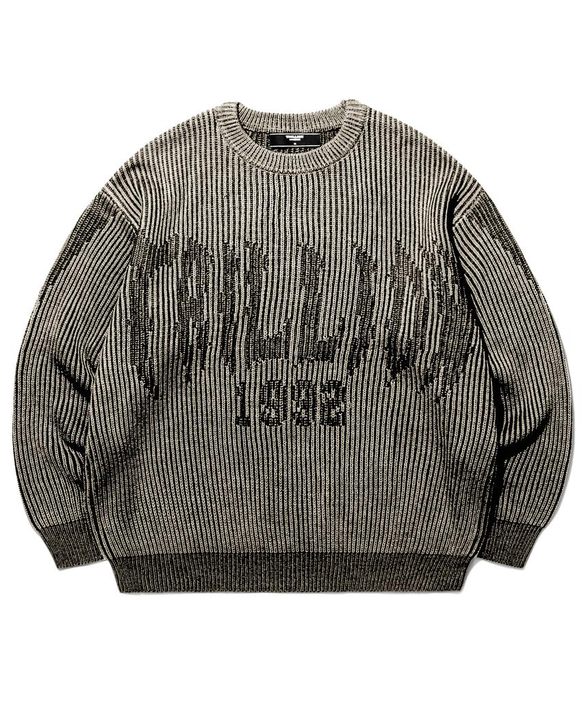 TRILLION Washable Two-Tone Crewneck Graphic Knit (Beige)