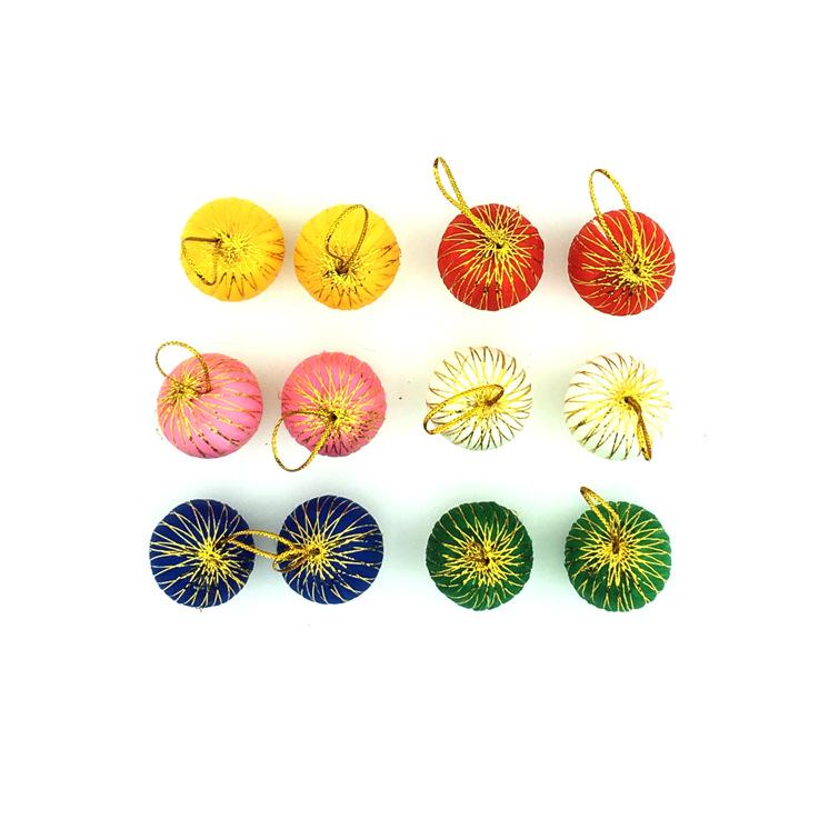 12-Piece Christmas Tree Ornament Set: 3cm Colorful Winding Balls