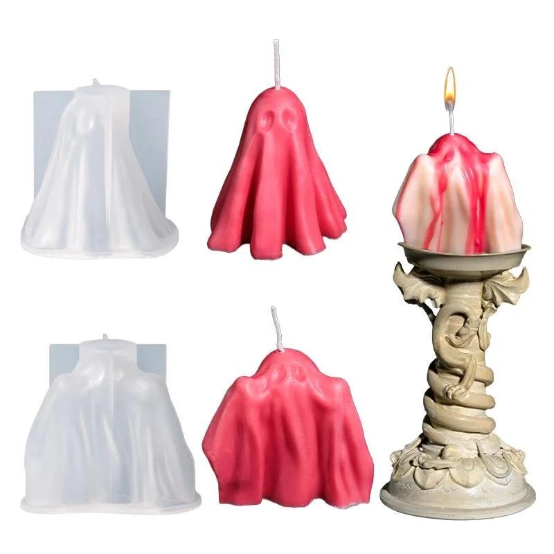 1 Pcs Festivel Creative Shape Halloween Cloak Ghost Candle Mold DIY Aromatherapy 3D Candle Molds Ghost Cloak Mould Decor Tools