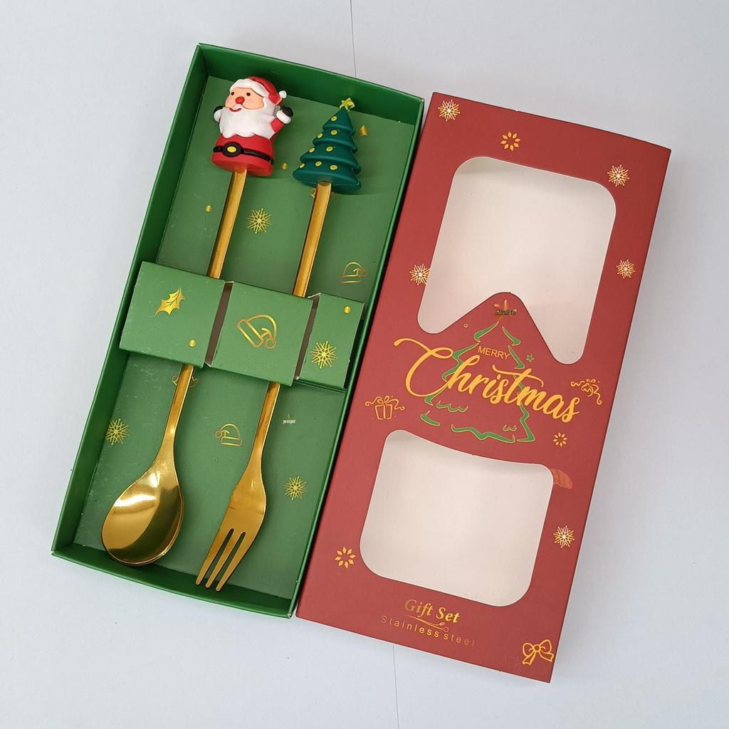 Creative Cartoon Stainless Steel Spoon & Fork Set: Coffee Stirrer, Fruit Fork, Christmas Gift
