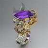 Milangirl Creative Personality  Two-tone Purple Zircon Mythology Figure  Rings for Women Punk Style Mermaid Ring