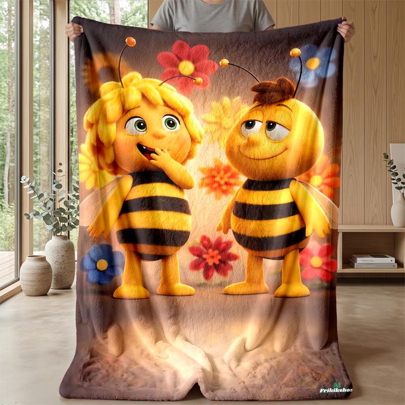 Biene Maja Gemütliche Flanelldecke, Bequeme Warme Überwurfdecke für Schlafzimmer Sofa Heimgebrauch