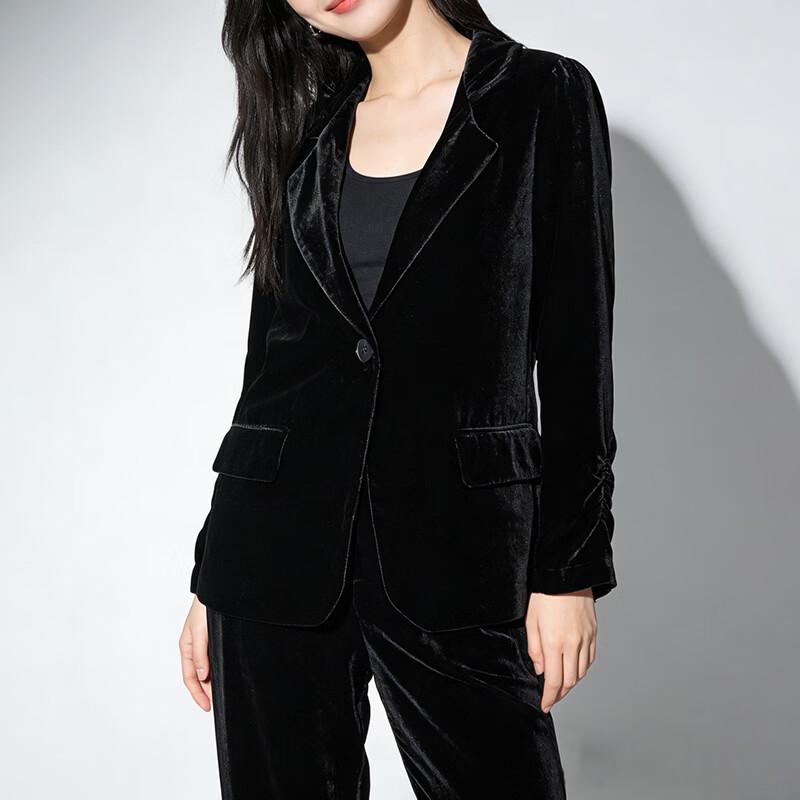 Han Meng Xuan Women s Loose Fit Mulberry Silk Velvet Blazer XXL