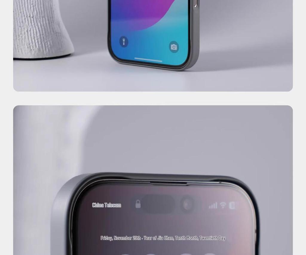 Magnetic Thin Ring iPhone 15/16 Pro Max Color Block Lens Frame Case - Skin-Friendly Protective Design