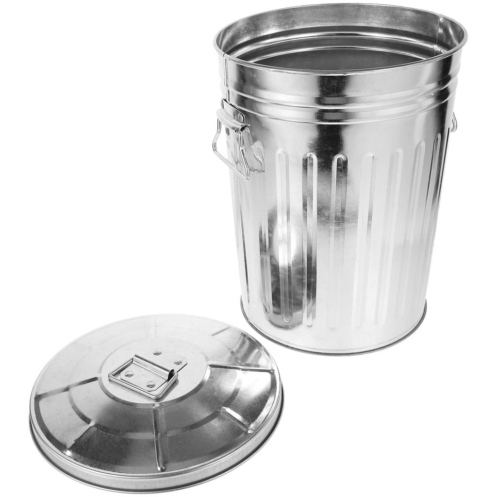 Metal Trash Can Outdoor Garbage Small Wastebasket Recycling Bin Iron Kitchen Office