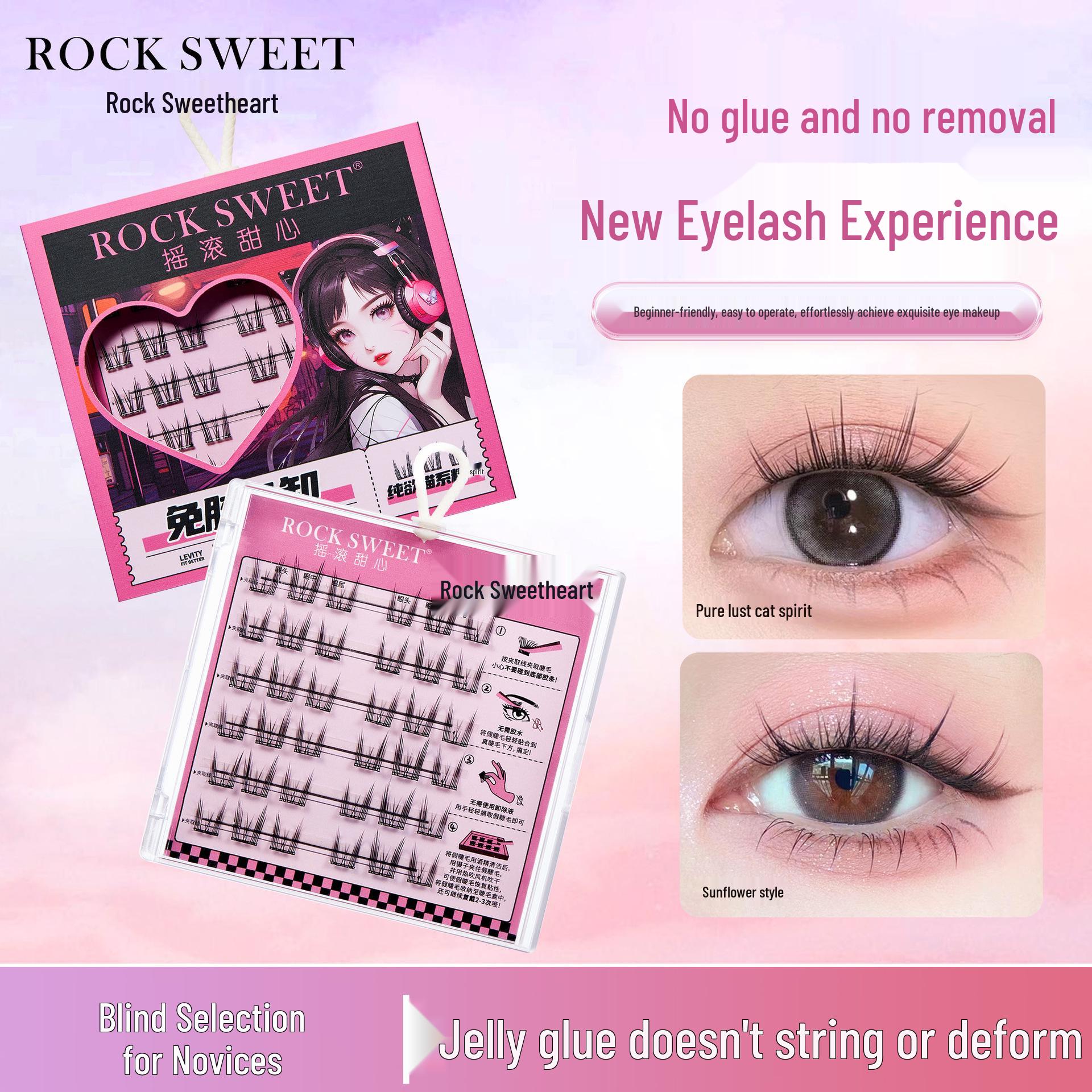 

Sweetheart Natural False Eyelashes: Glue-Free, Sunflower Stem Design for Beauty