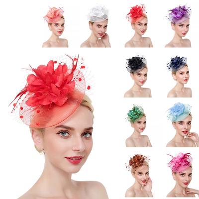 1 buc Accesorii de păr Plasă elegantă Doamne Pene Nuntă Petrecere Ceai Pălărie Fascinator Floare Agrafă de păr