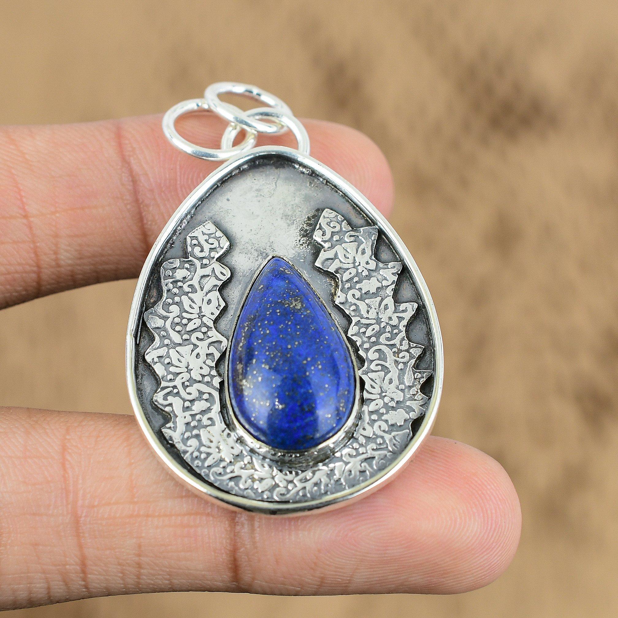 

Womens day Sale Sterling Silver September Birth Lapis Lazuli Gemstone Pendant