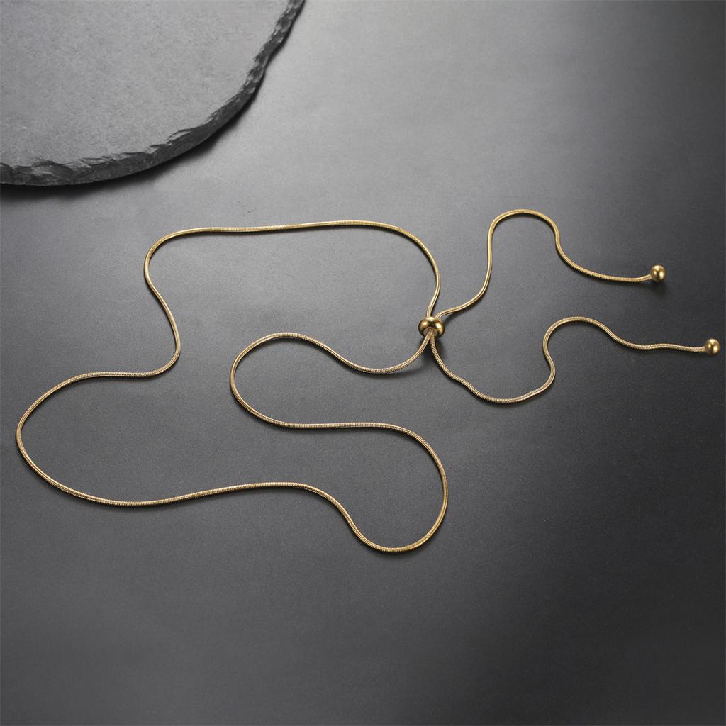 EUEAVAN Basic Snake Chain Necklace For Woman Men Stainless Steel 80cm Adjustable Chains Jewelry Accessories Gift Wholesale
