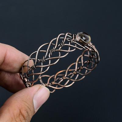 Tigerauge Edelstein Handgefertigter Kupferdraht Wickelschmuck Elegantes Verstellbares Armband für Hochzeitsgeschenk