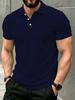 [Printed Design - Not Textured] Men'S Outdoor Short Sleeve Polo Shirt, Multi-Size Available, Men'S Collared Polo, Solid Color Top Men'S Top, Slim Fit