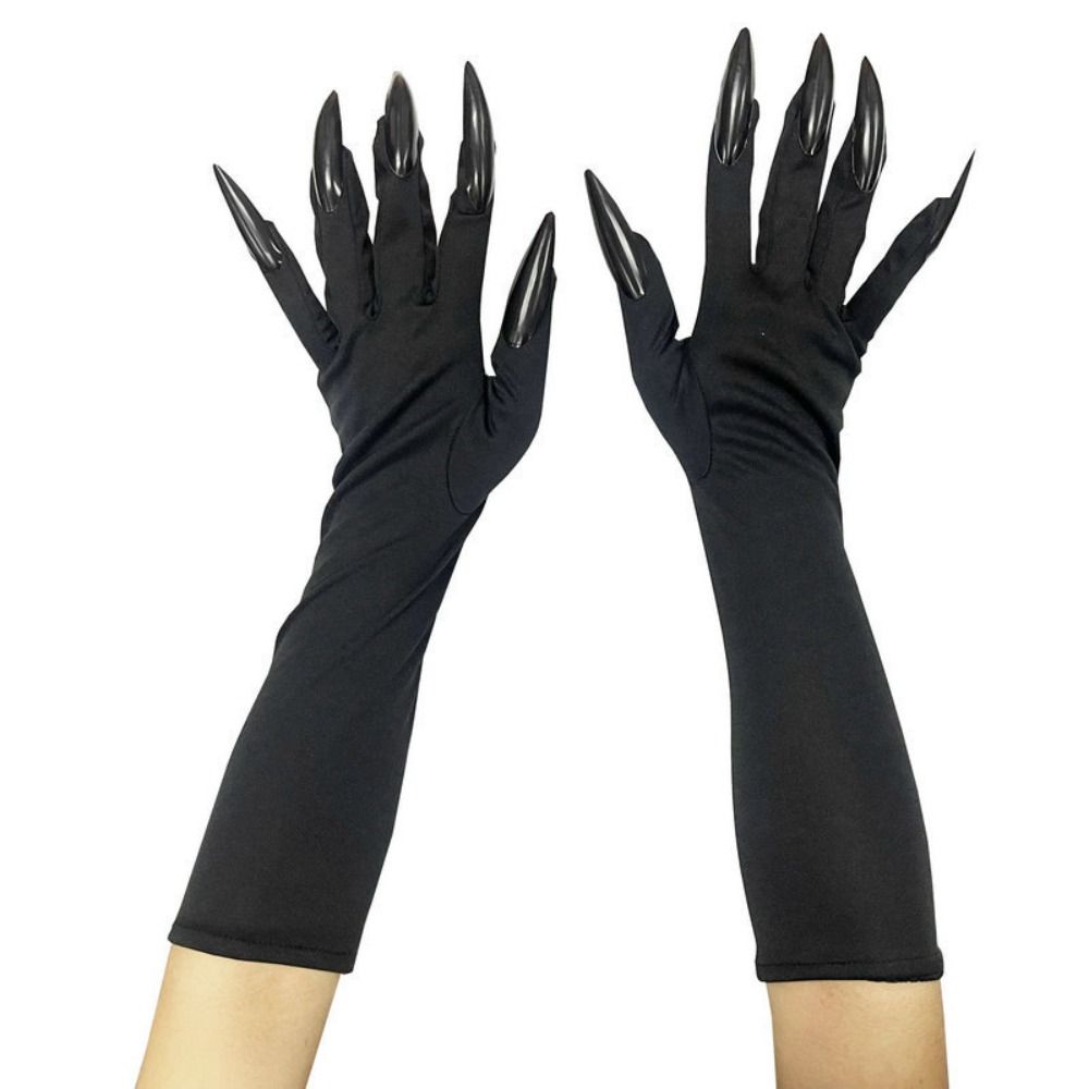 Black Ghost Cat Demon Paw Gloves Full Finger Women Long Mittens  Cosplay