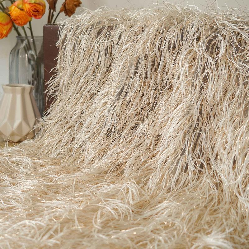 Silver Gold Thread Tassels Translucent Fabric for DIY Shirt Women's Dress Summer Formal Dress Decoration Fabric