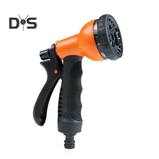 Tryska pro zahradní hadici Tryska pro rozprašování vody s 8 nastavitelnými zavlažovacími vzory Protiskluzová rukojeť Vysokotlaká hadicová tryska pro zavlažování rostlin trávníku