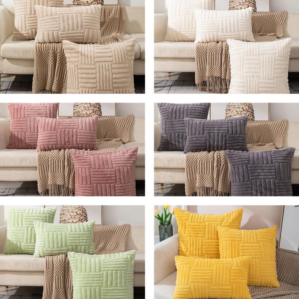 Color Striped Solid Snowflake Velvet Pillowcase Home Decoration Bedroom Sofa