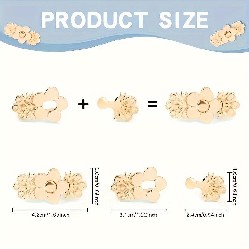 1 Stück Florale Denim Taillenstraffer, Sofortige zum Einknöpfen Goldene Hosenversteller, Abnehmbare Nahtlose Denimstoff-Nadeln, Verstellbarer Taillengürtel Florale Schnallen