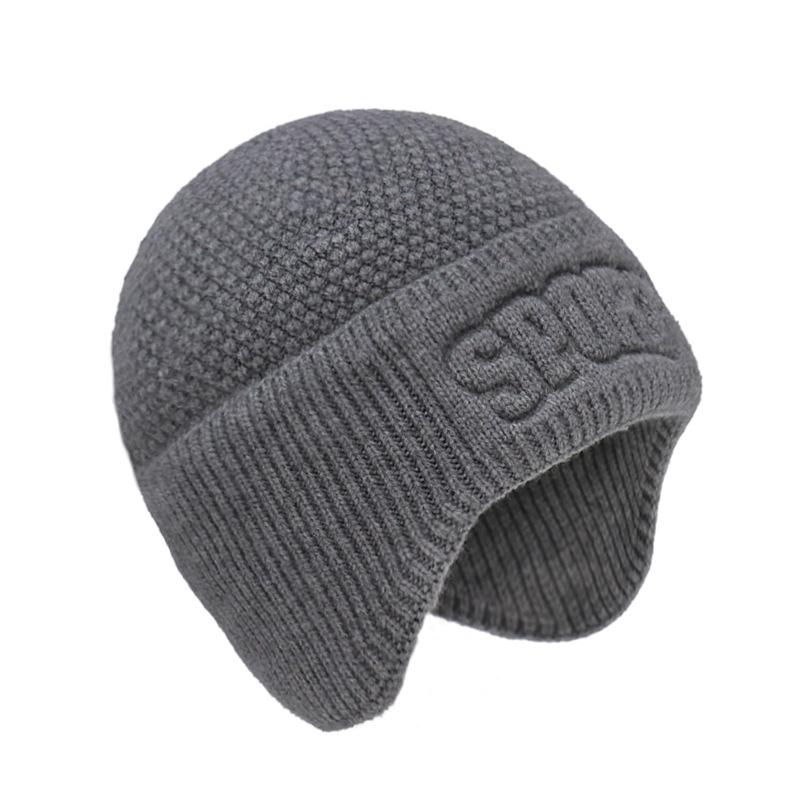 Winter Hat for Men Earmuffs Plus Fleece Wool Hat Warm Windproof Hat Knitted Hat Pullover Hat
