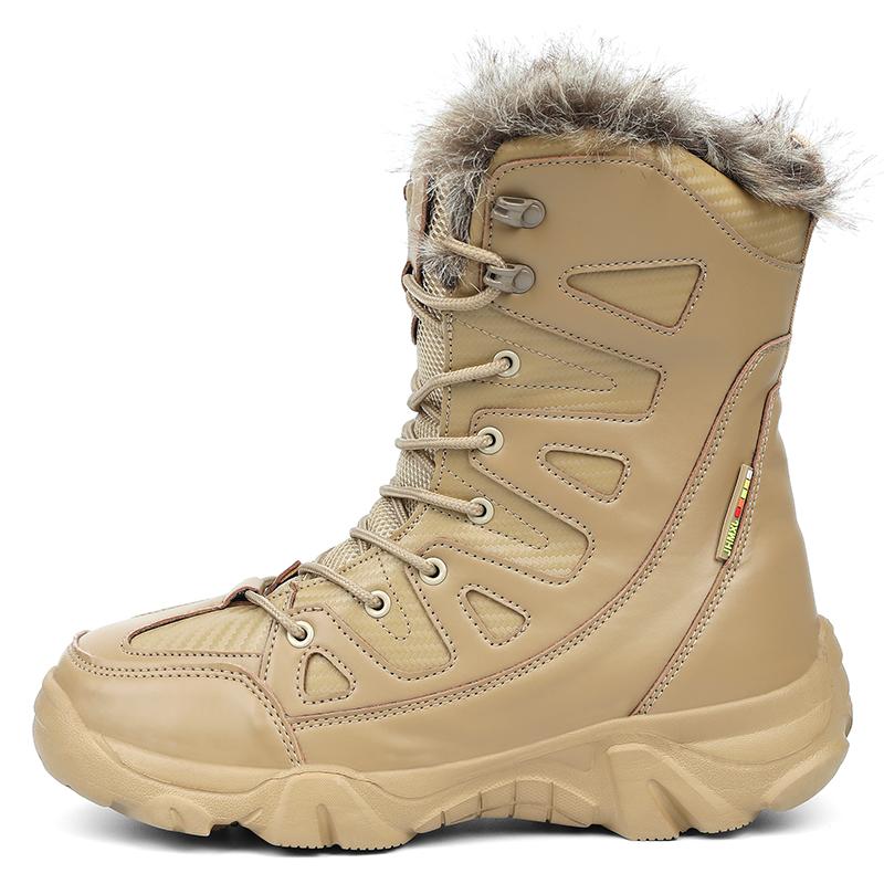 

Winter Snow Boots Men Lace-up Anti-slip Warm Durable Plush Battle Boots Men Casual Soft Breathable Outdoor High-top Boots Men 39 хаки