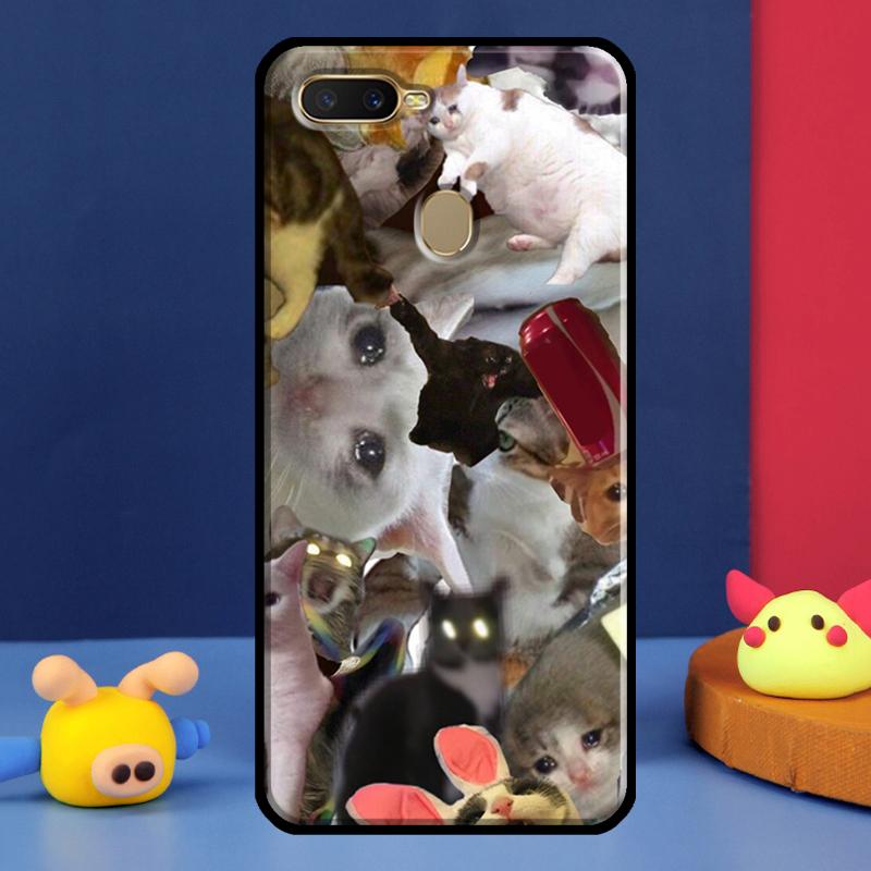 Crying Cat Memes And Dog Case For Oppo A96 A76 A16 A74 A94 A54 S A57 A77 A58 A78 A98 A5 A9 A91 A15 A17 A52 A72 Cover
