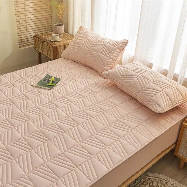 Soy Cotton Bedding Thick Quilted Mattress Cover Elastic Fitted Mattress Protector Bed Linens Soft Pad for Bed Without Pillowcase