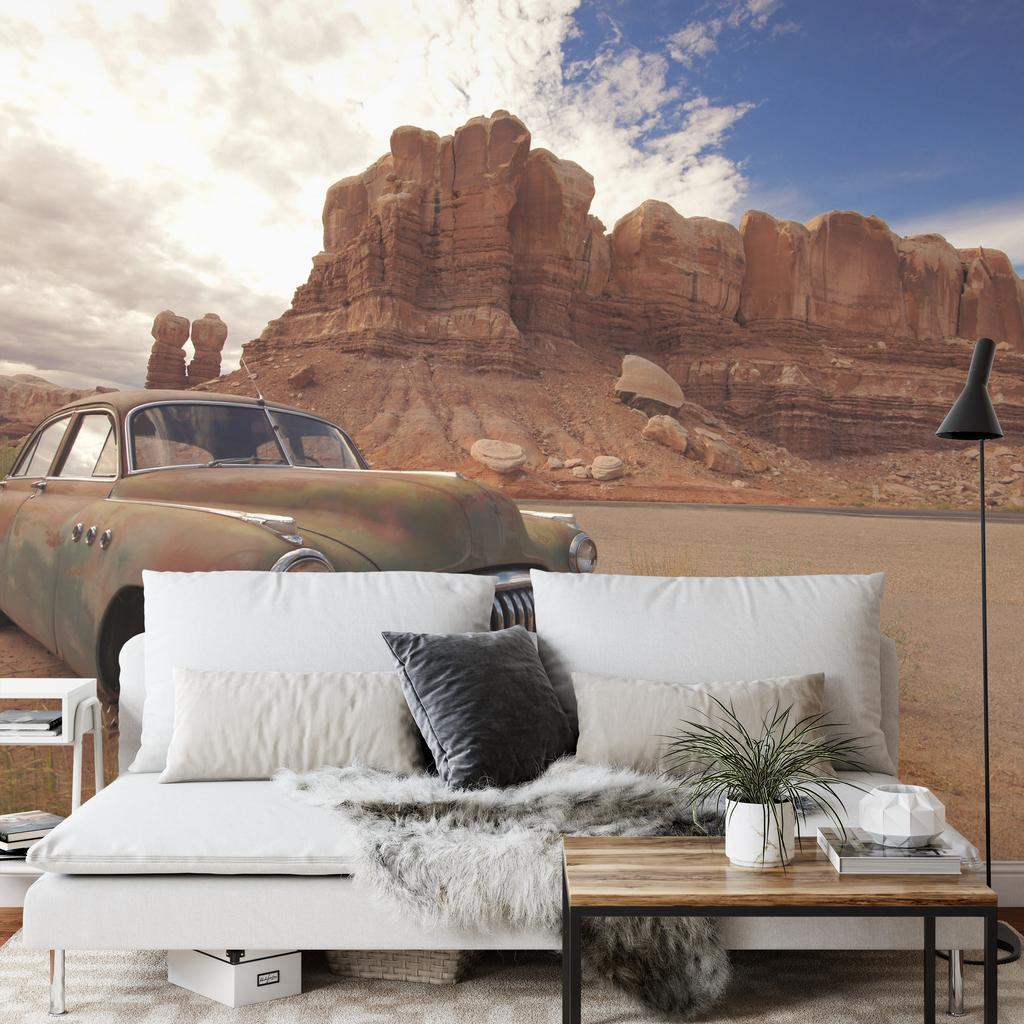 Photomural Old Car In The Desert Washable Fleece 416x254