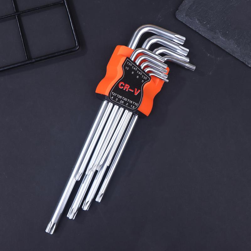 9Pcs Torx Star Wrench Set Allen Keys Hexagon Spanner Dual End L Type Star Screwdriver Hand Repair Tools For Diy Home Repair