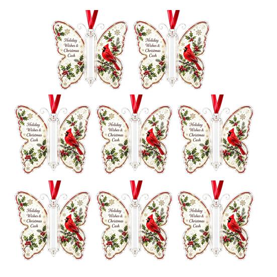 Geschenke für Familie Freunde Schmetterling Bargeldgeschenk Schmuckstück, Weihnachts-Geldhalter Hängende Dekoration mit festlichem Urlaubs-Haus-Druck, Acryl-Baum-Anhänger