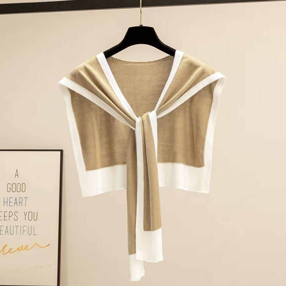 New Fiber Knitted Shawl Striped Knitted Fake Collar Lace Tie Keep Warm Detachable Collar Unisex