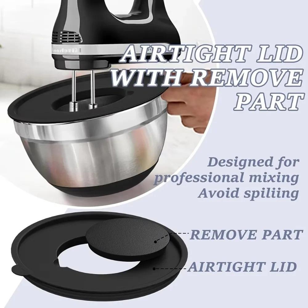 8PCS Set Stainless Steel Mixing Bowls Non-Slip Bottoms with Grater Baking Mixing Basin Kitchen Bowls Baking & Serving