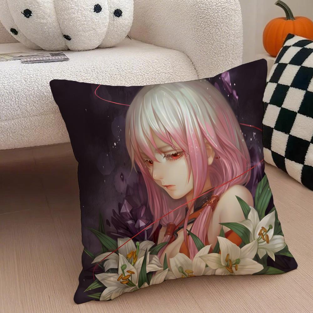 Guilty Crown Pillow Case Anti-dustmite Pillowcase Invisible zipper silky short plush Sofa cushion cover