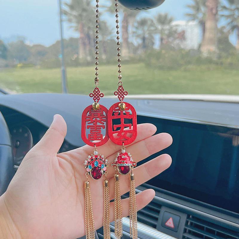 Handmade Car Pendants & Phoenix Crown: Interior Decor for Electric Cars, Peaceful Journey Enhancements for Rearview Mirrors.