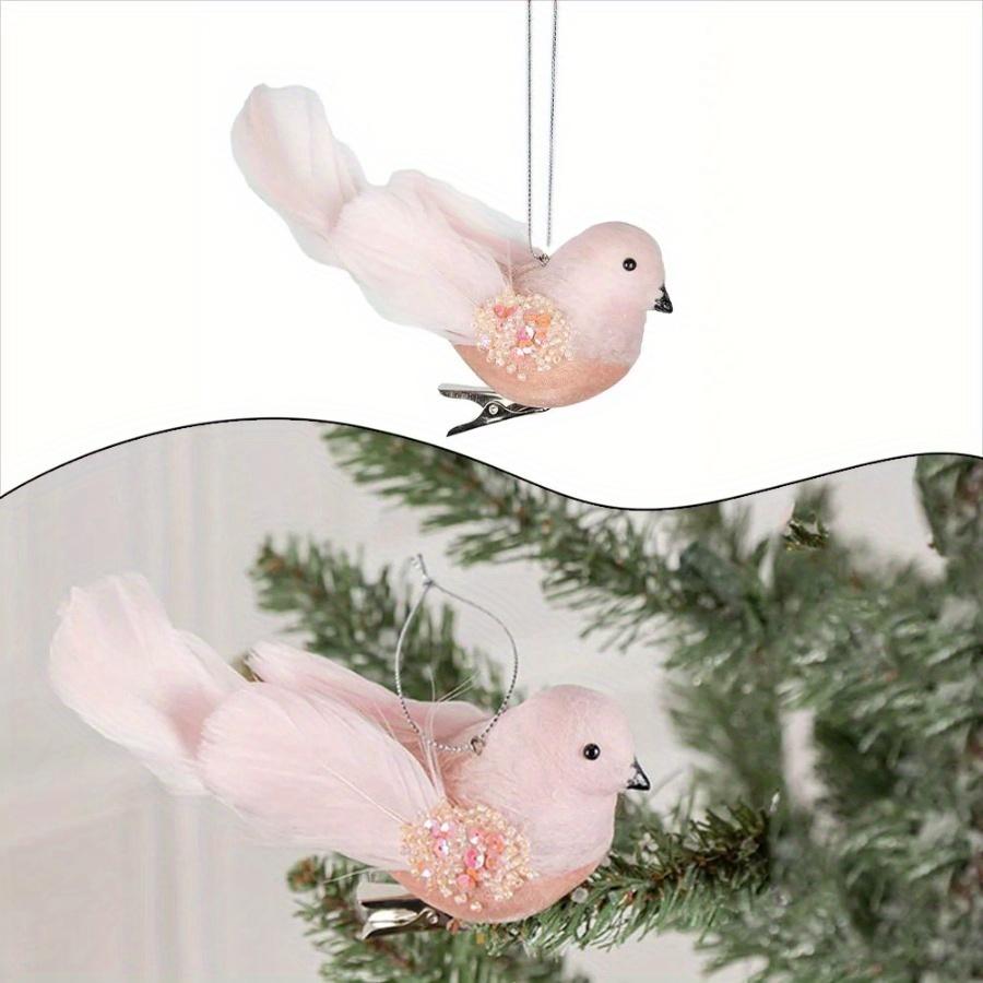 1PC Simulated Foam Feather Bird Christmas Decoration Pink Christmas Tree Pendant 3D Fake Craft Birds Christmas Decoration