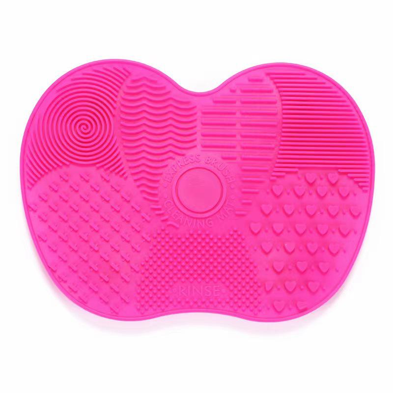 Silicone Apple-Shaped Makeup Brush Cleaning Pad with Suction Cups
