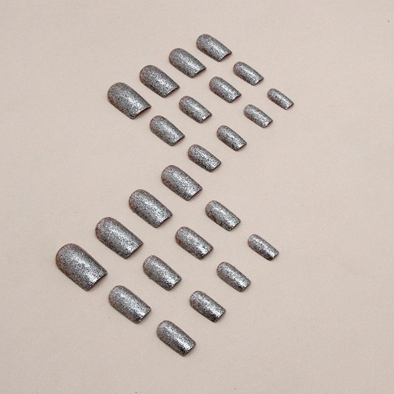 Mittlere und lange europäische quadratische schwarze Glitzer-Flash-Nail-Pads im Spice Girl Fashion Ins-Stil