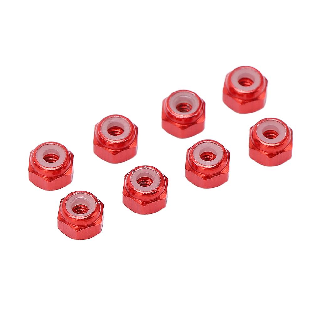 8pcs Aluminum Alloy Lock Nut Nylon Lining M2 Hex Locking Nut for Axial Scx24 124 RC Models Red