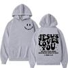 Jesus Loves You Double Sided Print Hoodies High Street Fashion Oversized Pullovers Men Women High Quality Vintage Sweatshirts