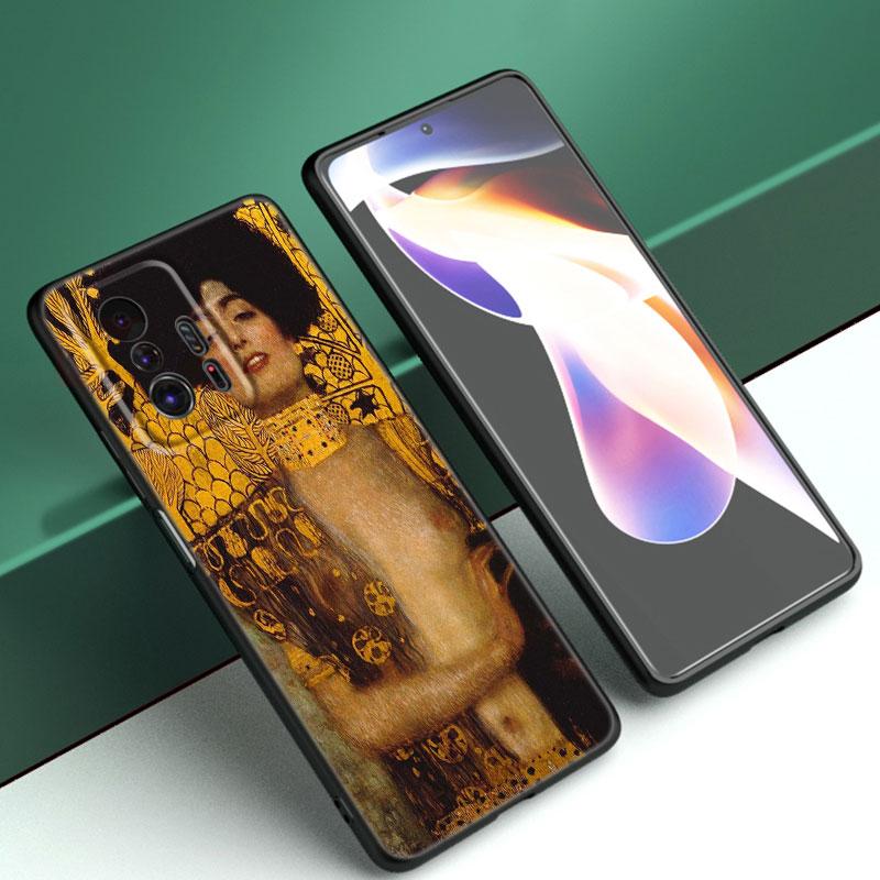 Gustav Klimt Kiss Art черный силиконовый чехол для телефона Xiaomi Mi 9 SE 8 10T 11 12 13 Lite 9T 11T 12S 12T 13T 14 Pro 5G NE 11i 12X Xiaomi Mi 11 Pro 5G