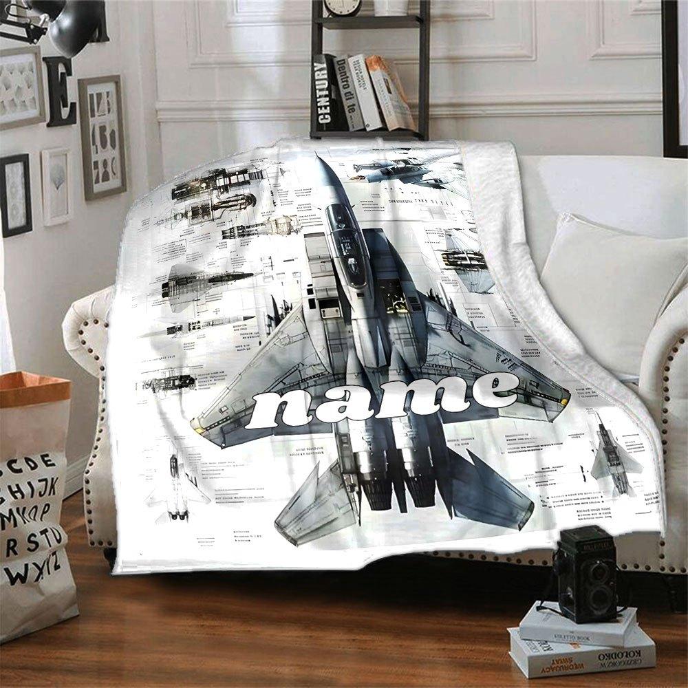 Jet Blueprint Lightweight Customizable Blanket Customize Your Name Soft Cozy For Sofa Couch Office Bed Picnics Ideal For All Seasons Cozy Home Lovers