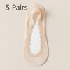 5 Pairs of Women's Spring Summer Thin Cotton Sole Lace Non Slip Boat Socks