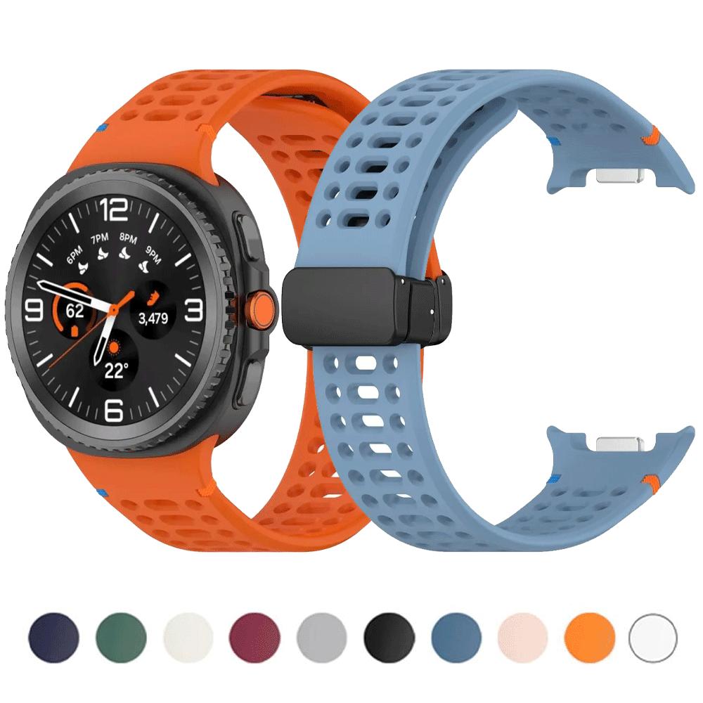 Silikon Uhrenarmband Ersatz Magnetische Faltbare Schnalle Armband Atmungsaktives Armband für Samsung Galaxy Watch 8/8 Classic