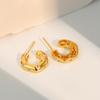 Elegant Gold-plated Zircon C-shaped Earrings - Non-fading, Stylish Ear Ornaments for Women