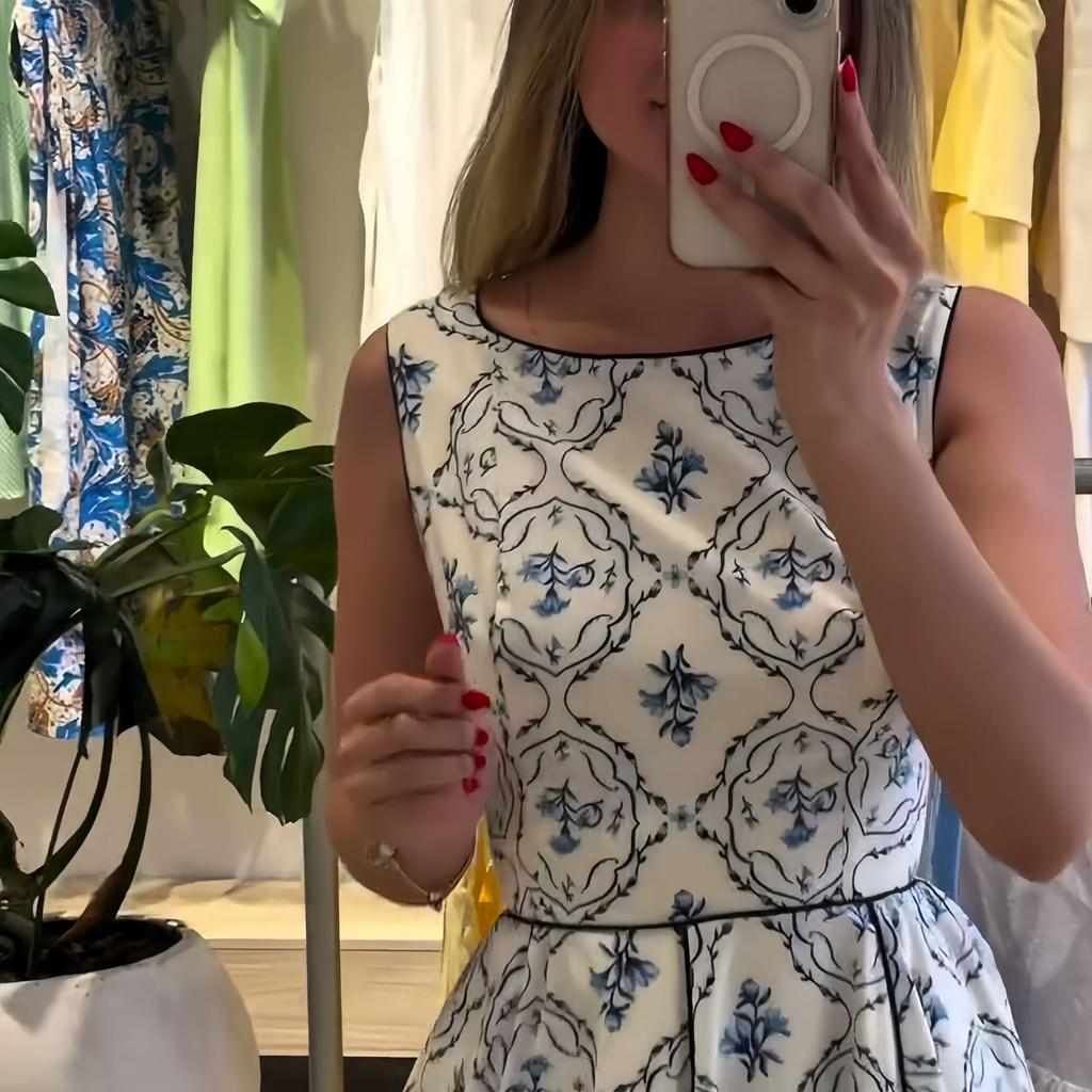 Moda estiva europea e americana vestito con stampa delicata temperamento elegante versatile gonna lunga a linea A