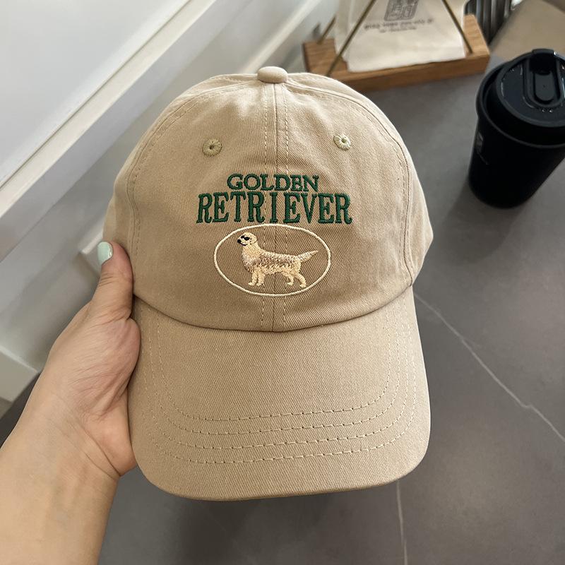 New Cute Golden Retriever Embroidered Letter Baseball Cap Female Soft Top Cotton Couple Versatile Cap
