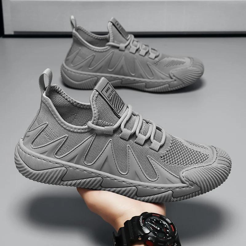 

Модная мужская спортивная обувь Мужские сетчатые дышащие удобные кроссовки Легкая повседневная обувь Мужские кроссовки на платформе Нескользящая обувь для бега 44 серый