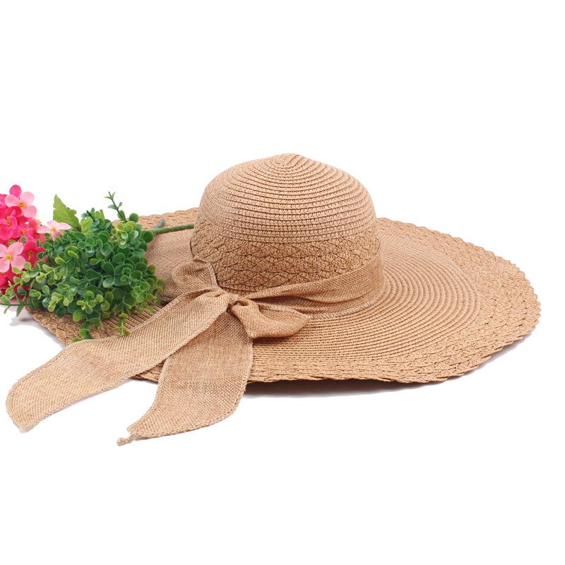 

Peak Chasing Wolf, соломенная шляпа с большими полями и бантом Tide Lady Summer Seaside Beach Hat Outdoor Sun Hat Cool Hat M（56-58cm） хаки