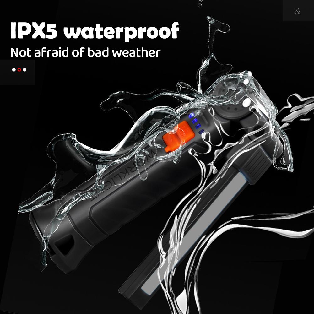 Rechargeable Work Lights LED Folding Flashlight with Magnetic Base COB Light 360°Rotate Car Repair Home Garage Emergency Camping